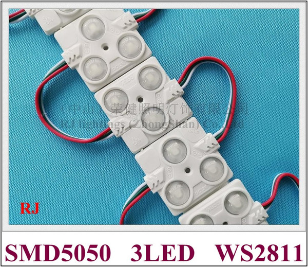 WS 2811 injection LED module light SMD 5050 RGB DC12V 3 led 0.72W 60lm WS2811 43mm*40mm*6mm square style ABS