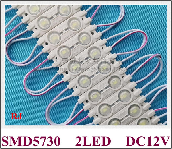 high bright with lens aluminum PCB waterproof injection 2 LED LED module lamp light DC12V 50mm*15mm*7mm SMD 5730 2LED 0.8W