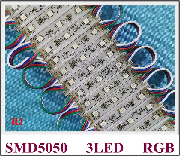 waterproof LED module advertising lighting LED back light DC12V SMD 5050 RGB 3led 3*0.24W 0.72W 45lm 3led/pcs CE ROHS