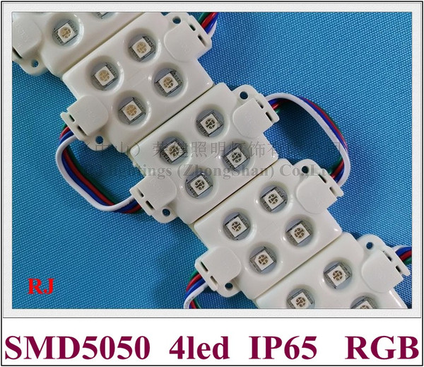 super quality high bright injection LED module waterproof RGB SMD 5050 LED advertising light SMD5050 RGB 4 led DC12V 0.96W IP66