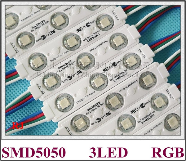 RONGJIAN(RJ) 2017 new design injection with lens RGB LED module pixel light module SMD 5050 DC12V 0.72W 3 led IP66 75mm*15mm