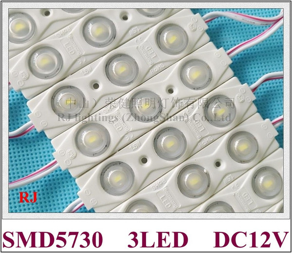 injection LED module waterproof with wide angle spread lens SMD5730 DC12V 3led 1.5W 150lm IP65 85mm(L)*18mm(W)*9mm(H)