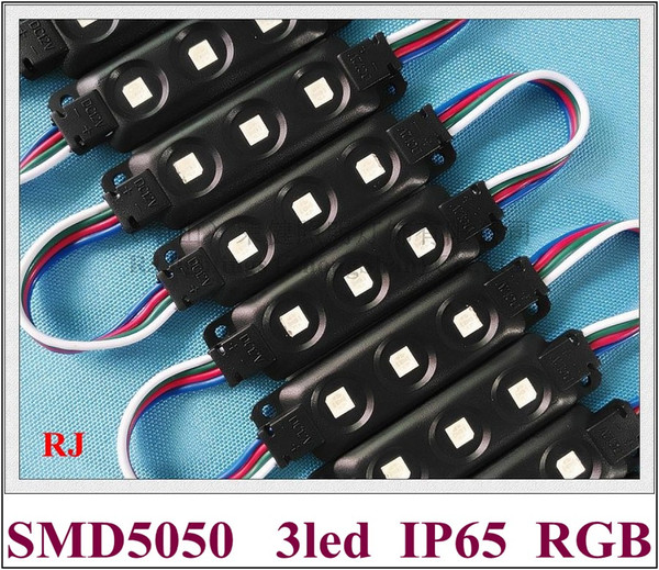 LED module light classical injection waterproof RGB LED module for sign SMD 5050 DC12V 0.72W 3 led 68mm*20mm*5mm black style