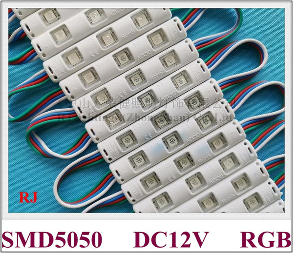 PVC injection RGB LED module SMD 5050 waterproof LED light module RGB SMD5050 DC12V 0.72W 3 led IP65 75mm*13mm*6mm