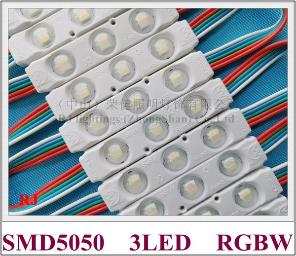 SMD 5050 RGBW LED light module injection LED module DC12V 75mm*15mm*9mm SMD5050 3 LED 1.5W 120lm RGB-W 5 poles(wires)