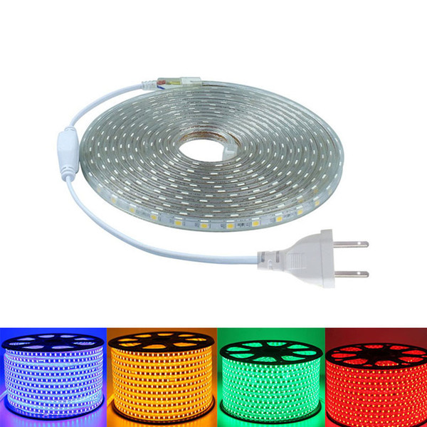 Waterproof 220V SMD5050 5m 10m 15m 20m 25m led tape flexible led strip light 60 leds/M outdoor garden lighting with EU plug