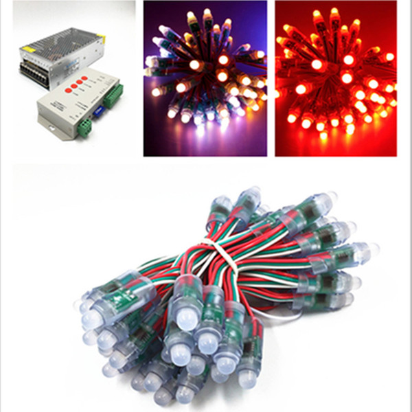 900pcs WS2811 led Pixel Modules DC 5V 12mm waterproof IP67 RGB input Digital Full Color LED Pixel + T1000S Controller + Power adapter