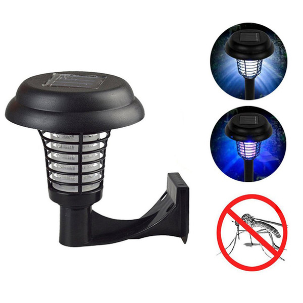 2 In 1 Solar Mosquito Killer UV Lamp Outdoor Wall LED Mosquito Bug Zapper Repellent Light For Garden Yard Lawn Path