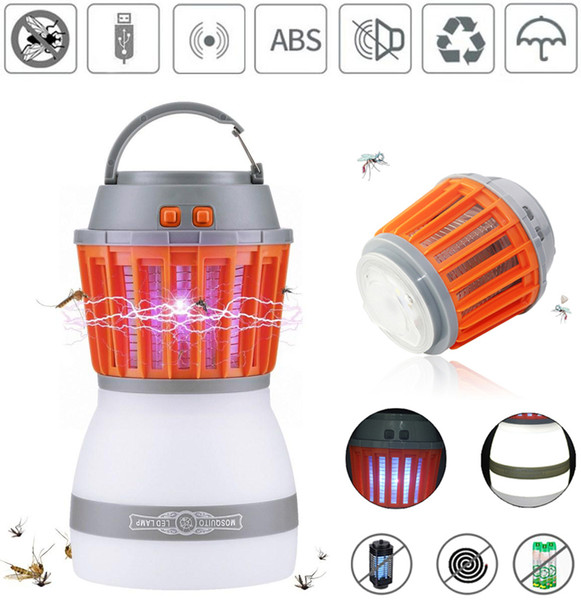 Portable Mosquito Killer Lamp Solar USB Charging UV Mosquito Killer Lamp Outdoor Waterproof Camping Light for Outdoor Fishing Hiking