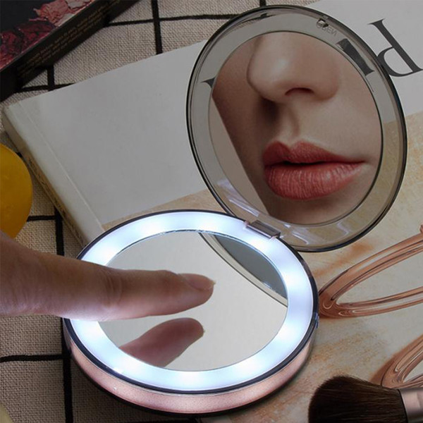 Multi-function LED Light Mini Make up Mirror 3 Times Magnifying Glass Travel Portable Induction Lighting hand Pocket Makeup Mirror