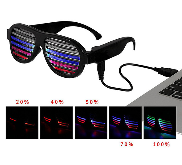 USB charging Flashing LED Glasses Voice Sound Active Luminous Party Lighting Costume Party Pub Clubs Dances Decor Colorful Glowing Toys