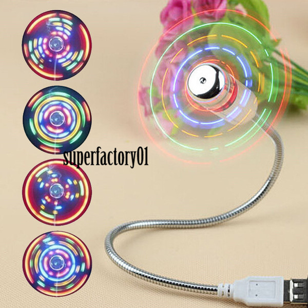 Mini Portable Flexible Colorful LED Light USB Cooling Fan for Desktop Computer Notebook PC