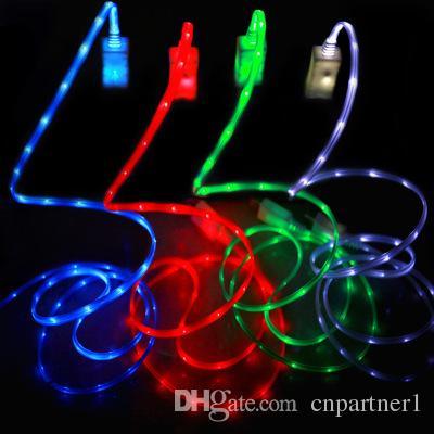 Type - c smartphone LED fiber cable wire, USB light charging line Mobile phone charger for iphone5 6 7 7S PLUS Apple android