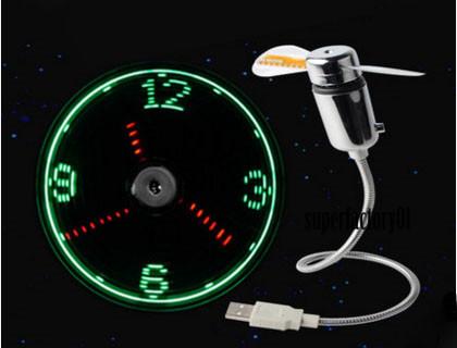 New LED Light USB Fan Time Clock Desktop Clock Cool Gadget Time Display Durable Adjustable USB Gadget Mini Flexible High Quality