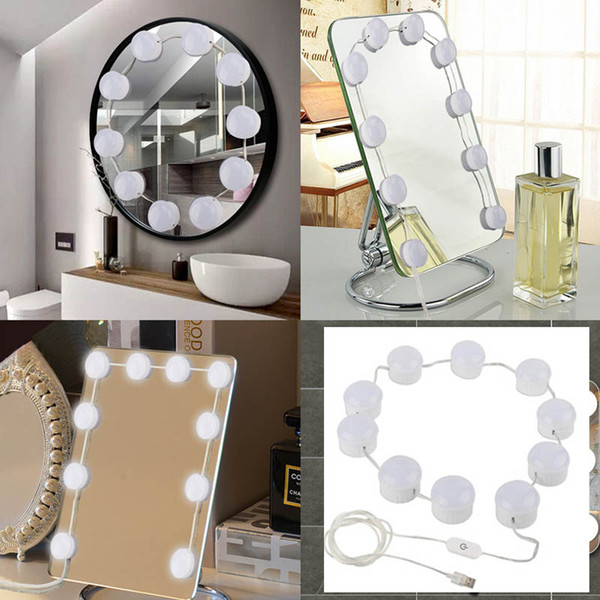 Hollywood Style LED Vanity Makeup Mirror Lights Kit with 10 Dimmable Bulbs Lighting Fixture Strip for Makeup Vanity Table Set Dressing Room