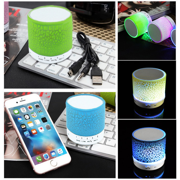 Colorful LED Speaker Bluetooth Mini Speakers Portable Subwoofer Support FM radio Handfree AUX USB Port TF Card Speaker For iPhon PC with Mic