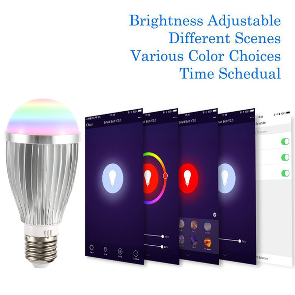 E27 B22 LED Multi-functional Light WiFi Smart Light Dimmable Multicolor Wake-Up Lights LED Lamp Compatible with Alexa Echo&Google home wifi