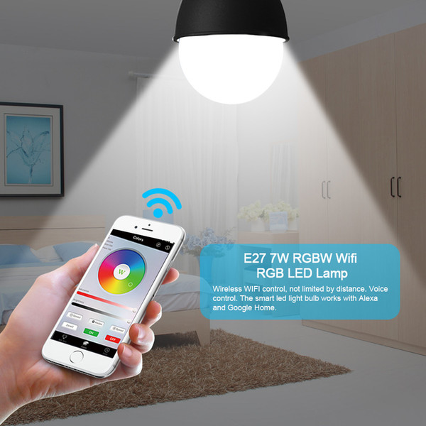 AC85-265V 7W Multi-functional WiFi Smart Light Dimmable Multicolor Wake-Up Lights LED Lamp Compatible with Alexa Echo&Google home wifi