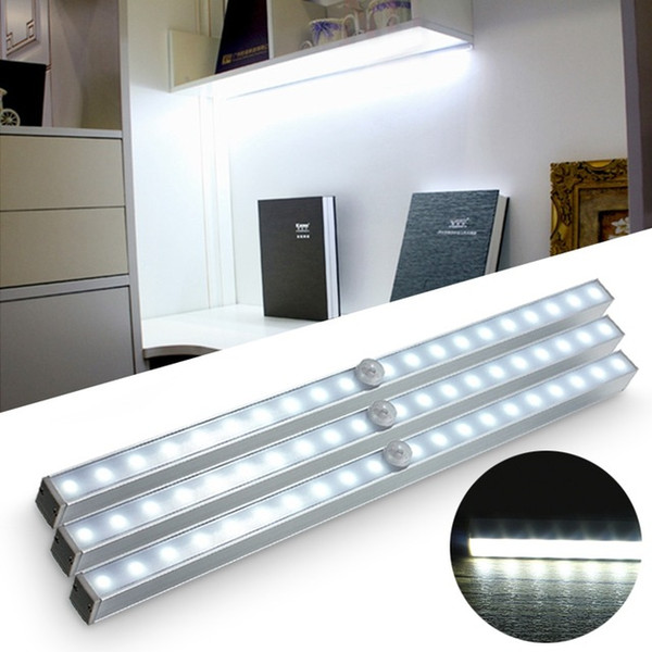 Wholesale- 20 LED Wireless PIR Motion Sensor Battery Power Cabinet Drawer Light Closet Cabinet Lamp Night Light LED Light