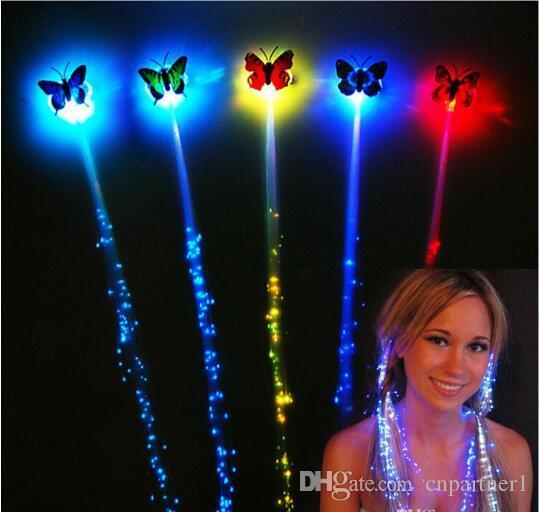 2017 Led Hair Flash Braid Fiber Luminous Braid Butterfly hair for Halloween Christmas Party Holiday Bar Dancing Light Bright Luminous Braid