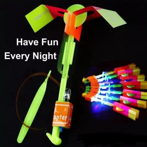 Amazing LED light Flying Arrow Helicopter for Sports Funny Slingshot birthday party supplies Kids' Gift Novelty Children Flying Toys