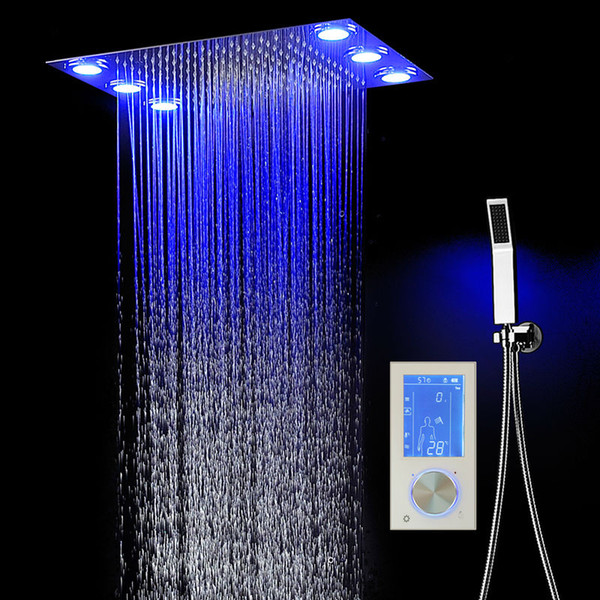 Digital Thermostatic Shower set Controller Touch Control Panel Modern Luxury European Style Led Ceiling Light Rainfall Bathroom shower