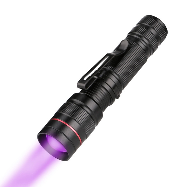 Zoomable LED UV Flashlight Purple Violet Light Focus UV 395nm Torch Lamp Lanterna For Marker Checker Cash Detection