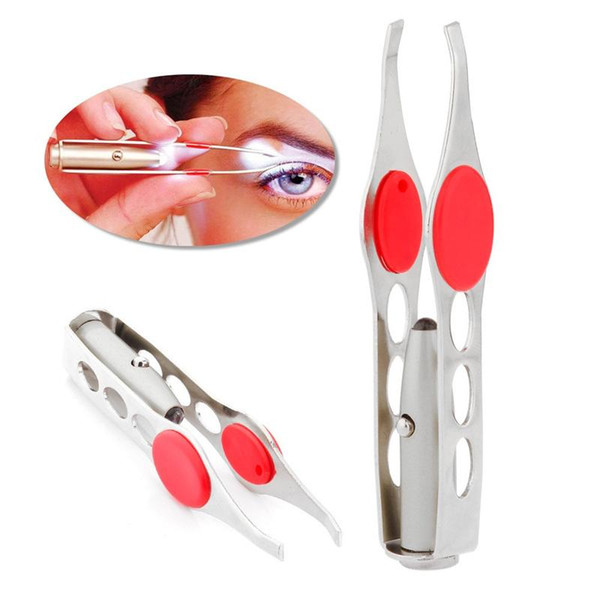 LED TWEEZER Eyebrow Tweezers Lightweight Stainless Steel Handy LED Light Eyelash Eyebrow Hair Removal Tweezers Makeup Tool