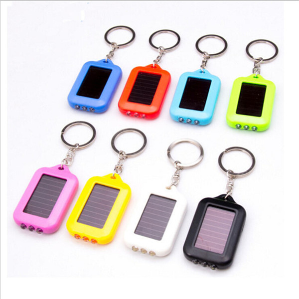 Portable Super Mini Light LED FlashLight Key Ring Torch 3 LED Solar Rechargeable Keychain Lamp bicycle Night Light