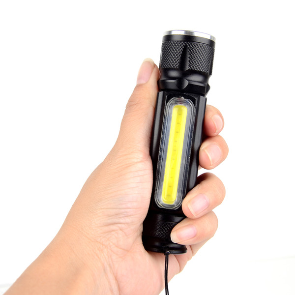 LED Flashlight T6+COB Spotlight Flashlight 4 Modes USB Rechargeable Handy LED Flash Light Torch Pocket Light with Magnet