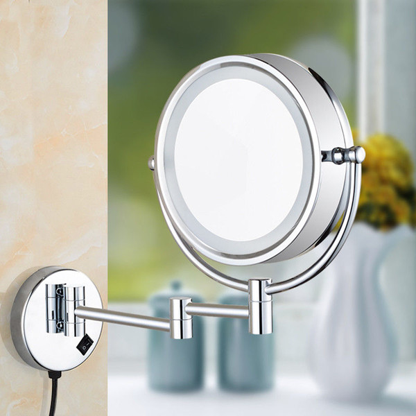 LED Lighted Vanity Makeup Mirror Folding Bathroom Wall Mount Vanity Mirror With Light Magnifying Shaving Mirror Xmas Gifts