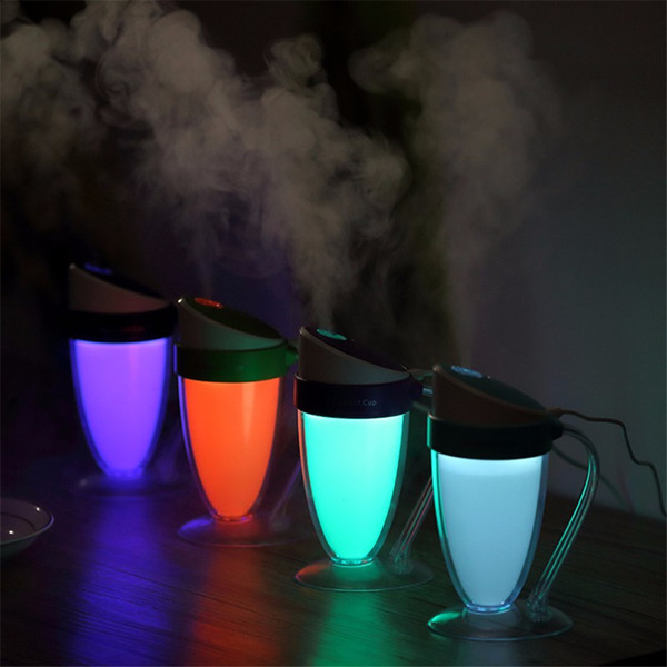 NEW Luminous Cup USB Mini Ultrasonic Humidifier DC 5V ABS+PP LED Light Air Purifier Atomizer Mist Maker