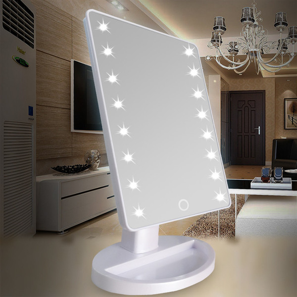 360 Degree Rotation Touch Screen Make Up Mirror Cosmetic Folding Portable Compact Pocket With 16 LED Lights Makeup Tool