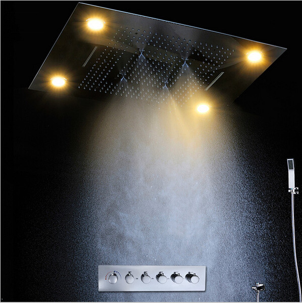 Luxury led rain shower head Large Rain Shower-Set with Waterfall Shower head with embedded ceiling 600x800 rainfall Led Ceiling shower