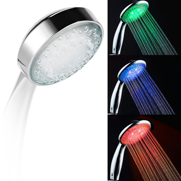 Automatic color changing lighted 3 Colors LED Shower Head Waterfall ABS Plastic Round Single Shower Head Bath Sprinkler