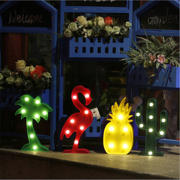 3D Flamingo Ananas Cactus Kokospalm Party Props LED Lamp Nachtverlichting Bureau Bruiloft Decor Gift Kinderkamer Slaapkamer Thuis Decor