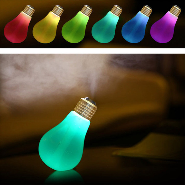 6 Color change Lamp Bulb Humidifier Home Aroma LED Humidifier Air Diffuser Purifier Atomizer 110V-240V power with miniature tree