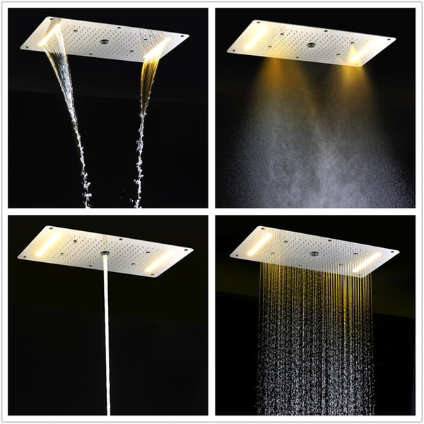 Luxury Bathroom LED ceiling Shower Head Bahroom Accessories SUS304 700x380mm Functions Rain Waterfall Mist Bubble Shower