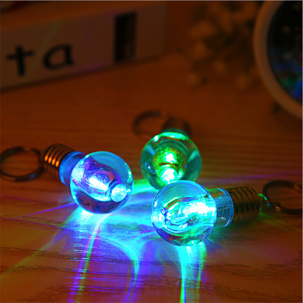 LED Bulb Keychain LED Light Keychains Torch Key Ring Colorful Flashlight Rainbow Color Key Chain Bulb Men Wrestling Not Broken Bulb