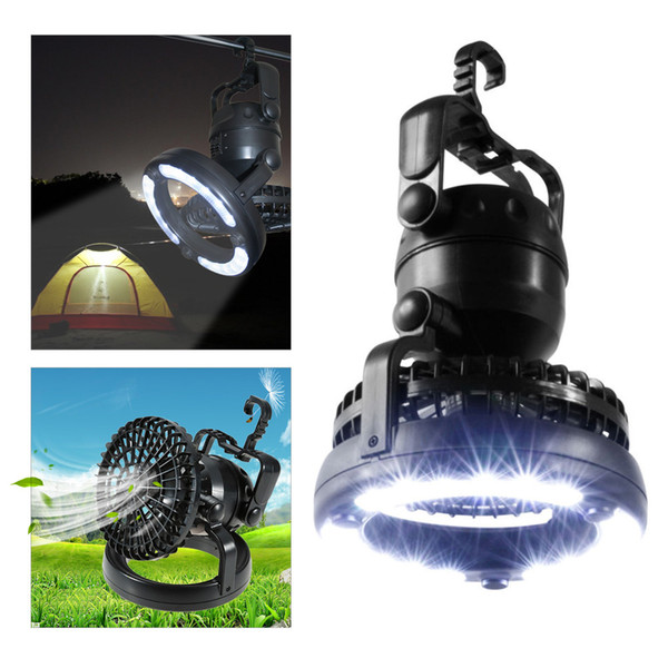 2 In 1 Camping Ceiling Fan Light Hanging Tent Lamp Lantern Outdoor 18 LED Portable electric fans Light