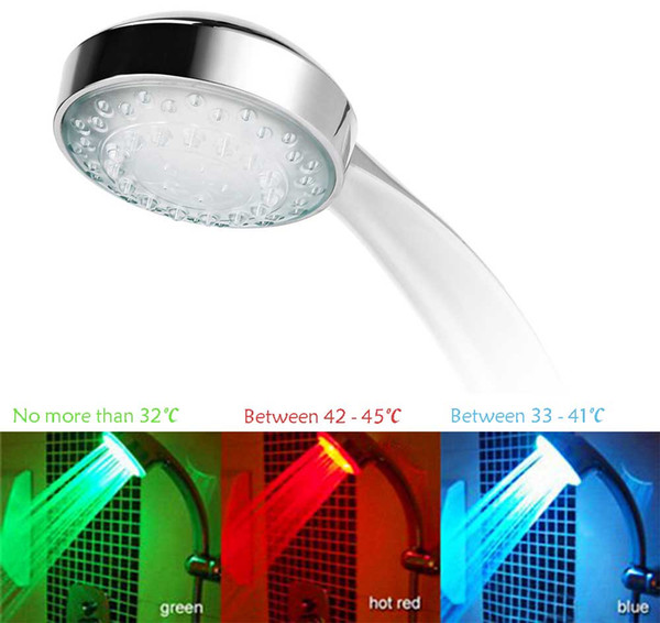 RGB automatic color changing lighted bathroom LED shower head glow in the dark no battery led shower head water flow power