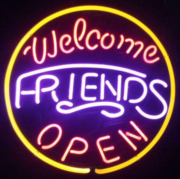 Welcome Friends Open Neon Sign Pub Display Store Beer Bar KTV Clubs Shop Motel Hotel Restaurant Neon Signs Real Glass Tube 16