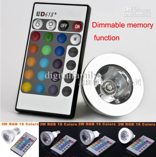 high quality Dimmable memory LED Light Bulb And Remote Control With 16 Different Colors RGB 1pcs