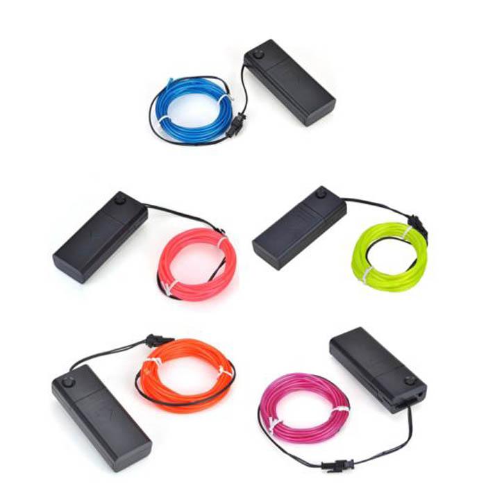 2M 3M 5M Flexible Neon Light Glow EL Wire Rope Tube Car Dance Party Costume + 2AA Battery Controller