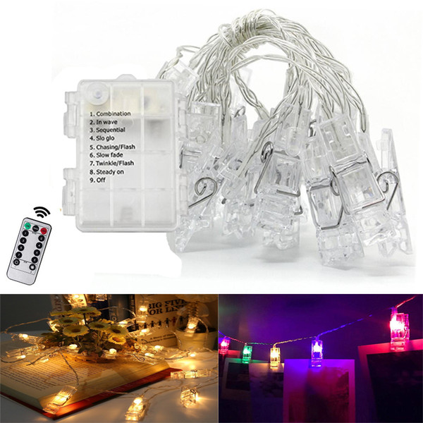 LED Photo Clip String Light Clip Fairy Lights 3M/6M Lighting Battery Operated with 8 Modes Remote Control for Party Home Outdoor