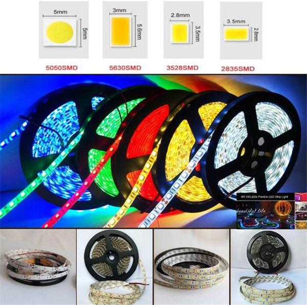 Waterproof LED Strip 2835/5050/5630 / Warm white 5M 60Leds/M 300Led SMD RGB Lamps Flexible Home Decoration Lighting