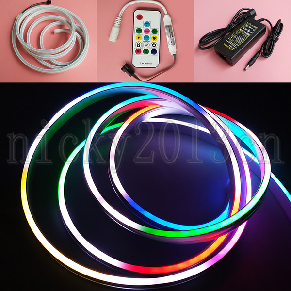 2M WS2812B IC 3020 RGB LED Pixel Neon Tube Strip Light 192LEDs 5V Silica Gel IP67 Waterproof 6mm*12mm Flat Magic Addressable Individual