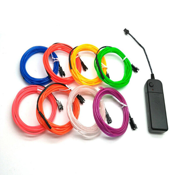 3M Car Flexible EL Wire Neon Car Lights Dance Party Disco Decor Lights Flexible Neon Lamps EL Wire Rope Tube Led Strip