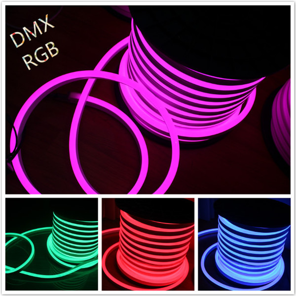 50M 14x26mm DC12V RGB LED Neon Flex SMD5050 LED Flexible Neon Tube Light Festival Building Decoration Lighting Neon Shop Sign