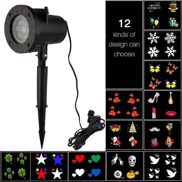 12 Patterns 4 LED Projector Light Stage Light Motion Rotating Holiday Light Christmas Halloween